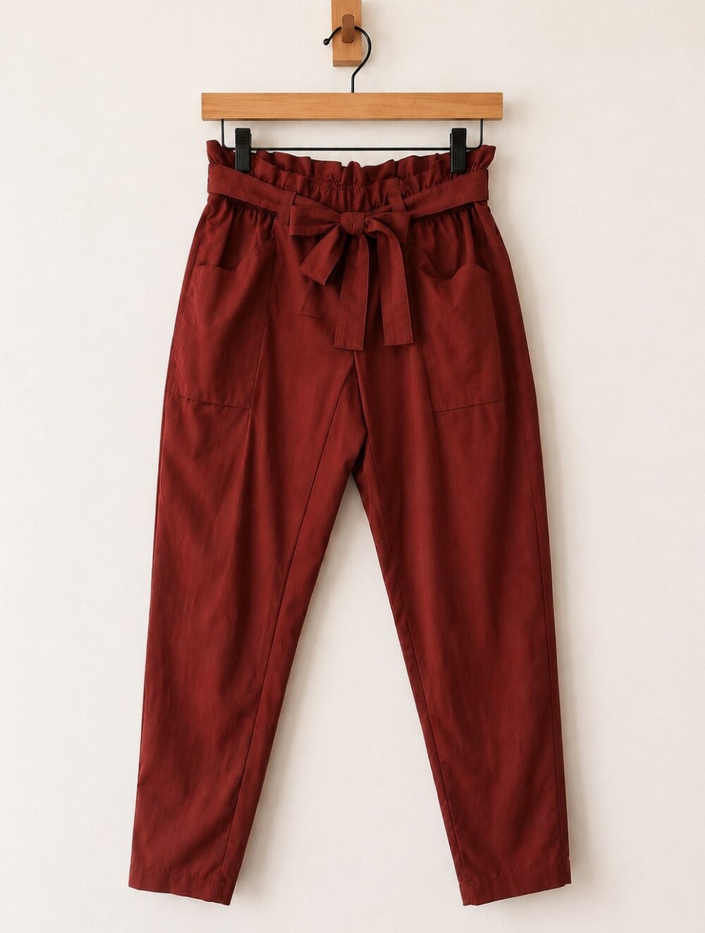 Athleta Skyline Paperbag Waist Tie Belt Pants Rust/Brick Red Size 4